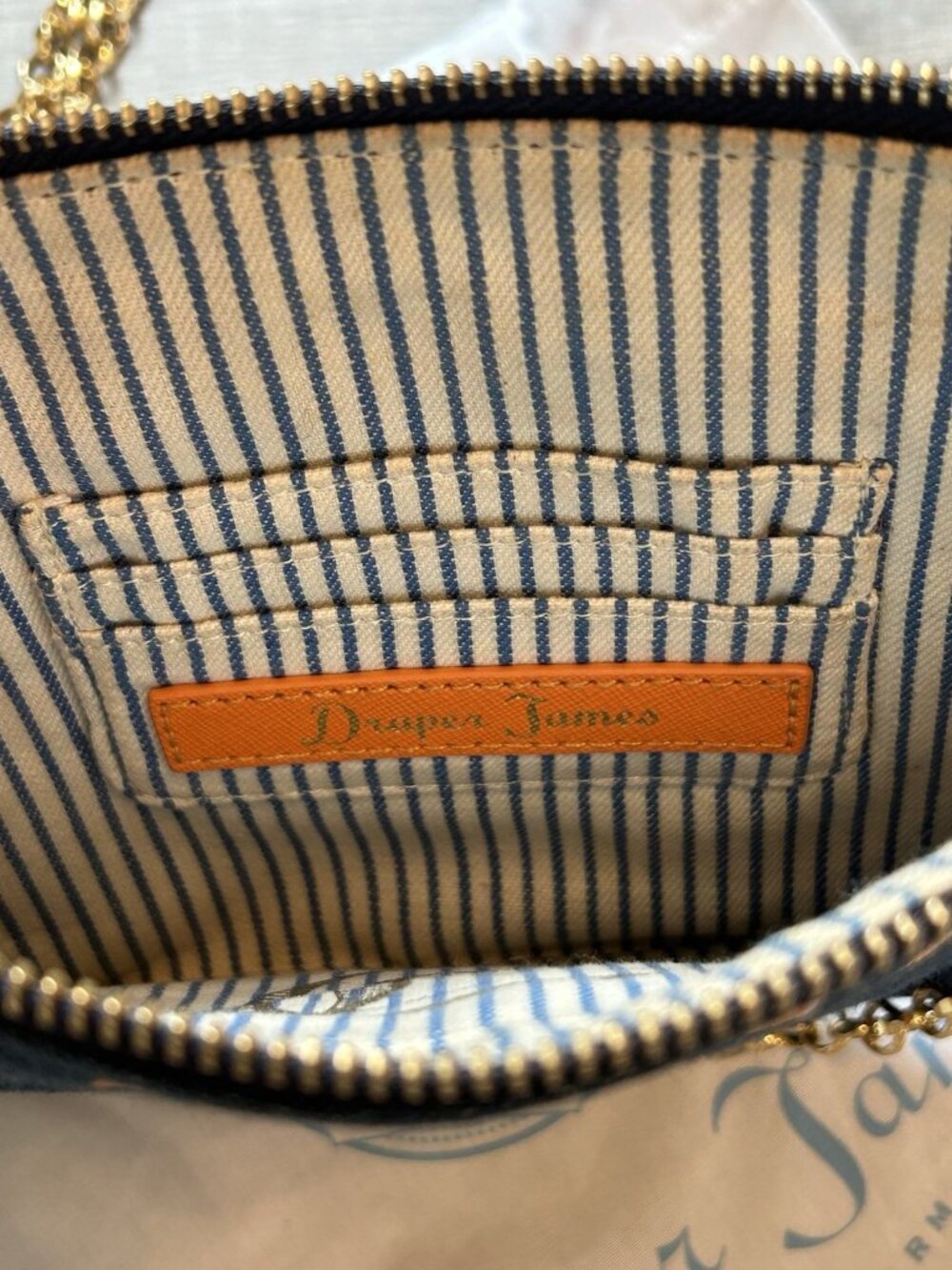 Draper James Purse Orange Blue Denim 'Go Y'all' Clutch Bag UT Tennessee Auburn - Picture 9 of 14